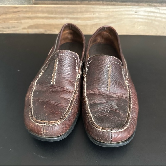 Clarks Loafers Driving Moccasins Shoes size 9M Slip On Brown Leather Comfort - Picture 4 of 8